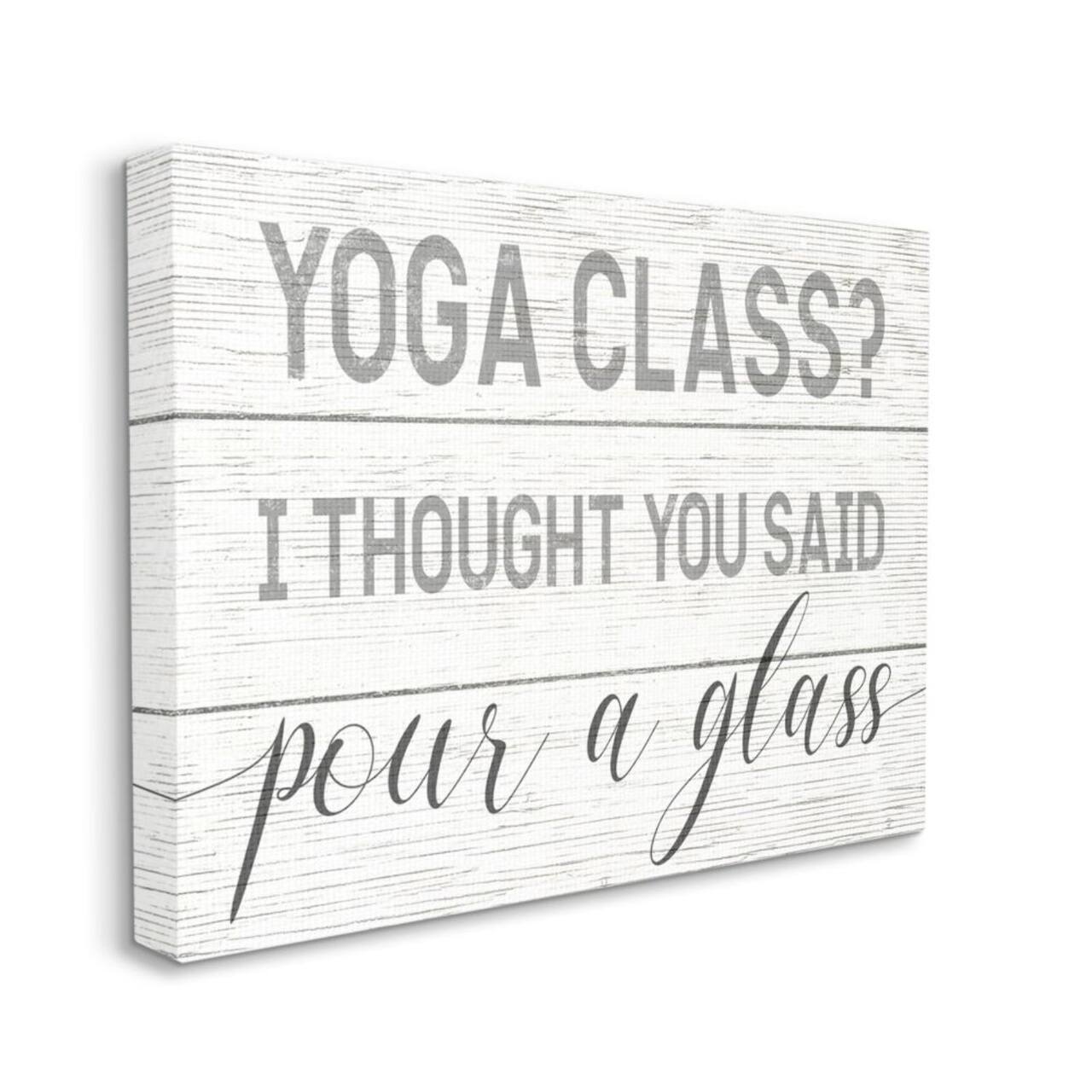 Stupell Industries Yoga Class or Pour a Glass Canvas Wall Art